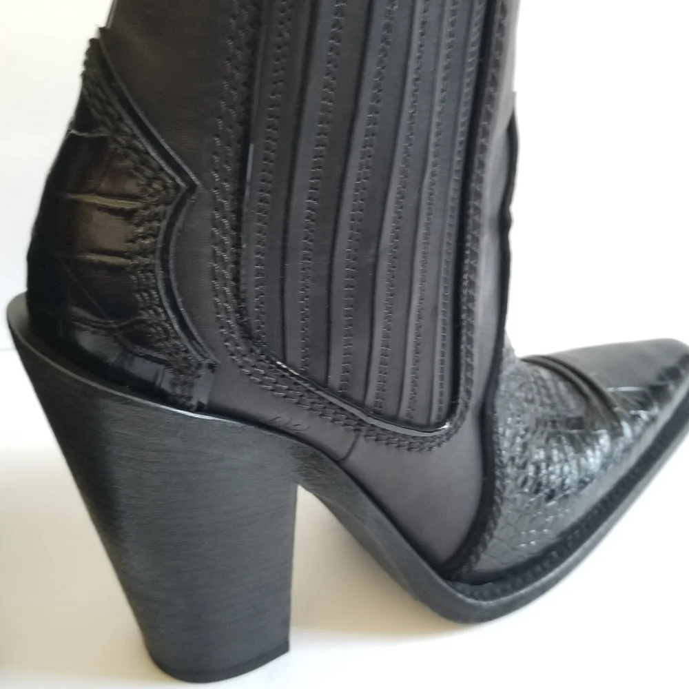 Dsquared2 Leather Cowboy Black Boots Size EU 39